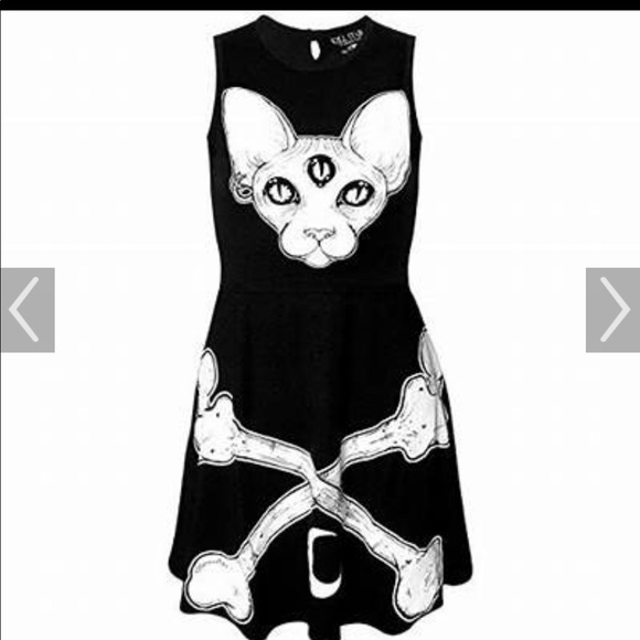 Killstar Dresses & Skirts - Killstar third eye skater cat dress sz xs Sphinx